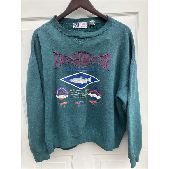 Classic Other - Vintage Sweatshirt Rainbow Trout Freshwater Angling Fly Fishing, Size Medium